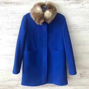 CREWCUTS Wool Faux Fur Collar Long Dress Coat